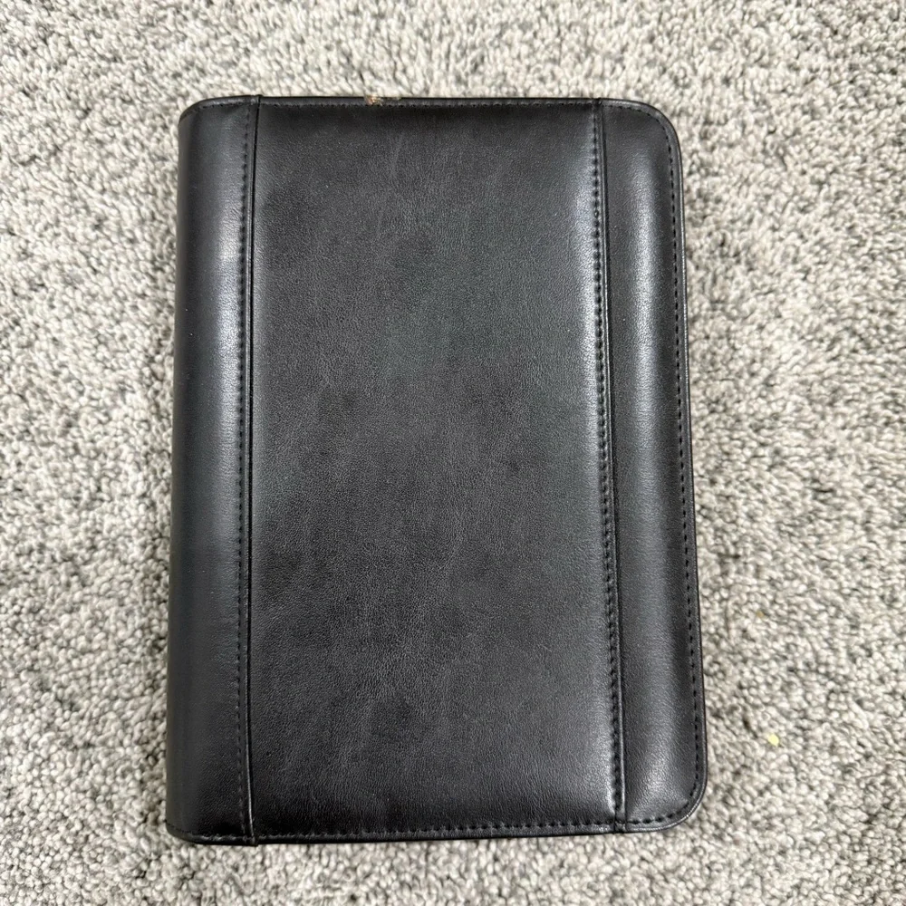 FRANKLIN COVEY 365 BLACK LEATHER ORGANIZER BINDER PLANNER Compact 4.25 X 6.75 In